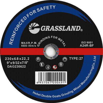 24 Grit 230 X 6.8 X 22mm چرخ ساینده برای آسیاب زاویه ای