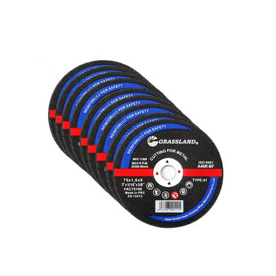 دیسک های آسیاب فلزی 3 اینچ برای برش مستقیم و بدون تراشه 75 میلی متر x 1.6 میلی متر x 9 میلی متر تیغه چرخ مداوم آکسید آلومینیوم سخت 80 متر در ثانیه