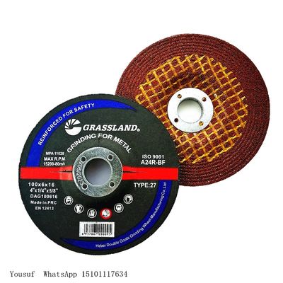80m/S فولاد فلزی 4 &quot;100 X 6 X 16mm ساینده چرخ ساینده برای آسیاب زاویه ای